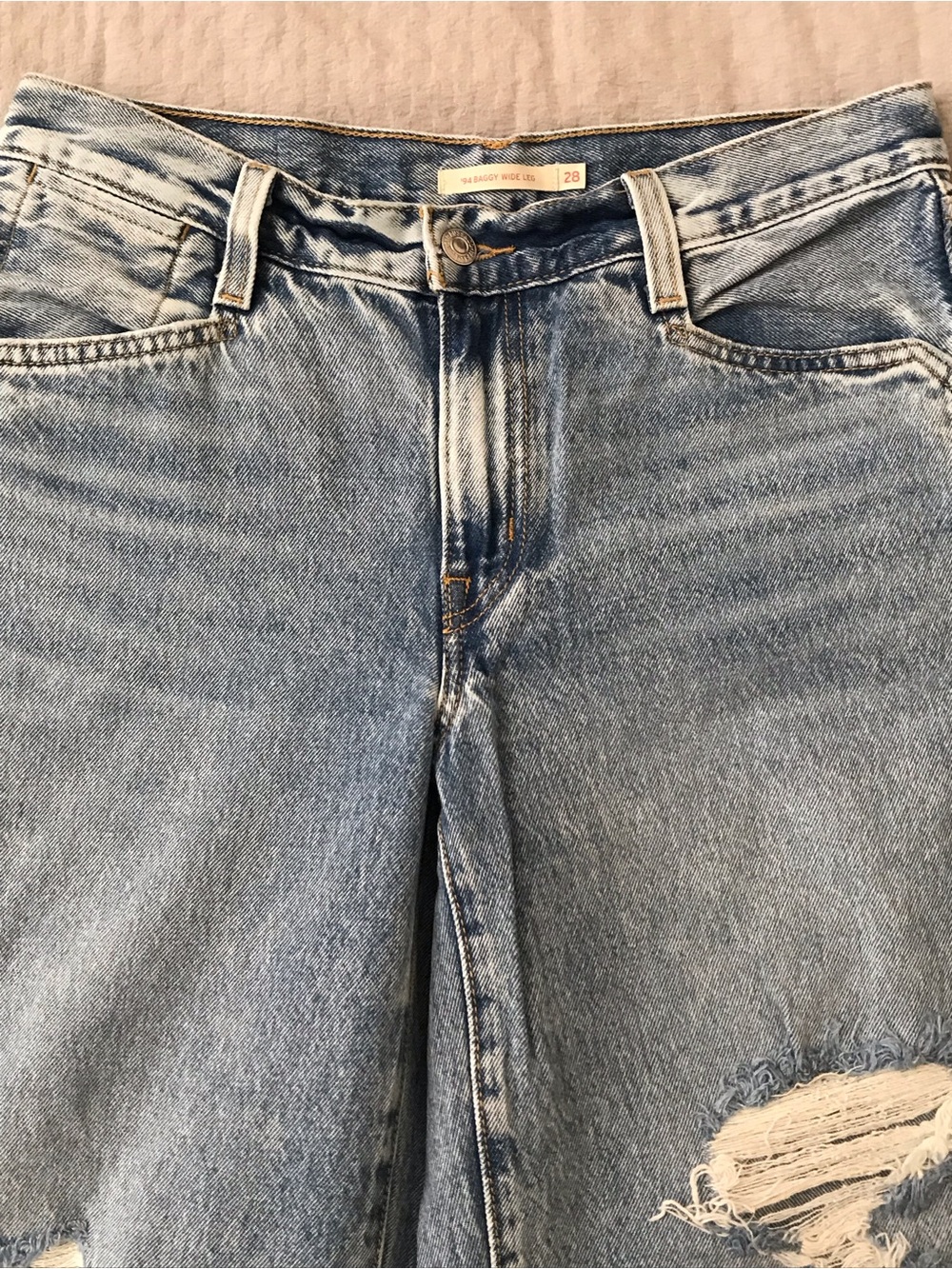 Levi's Light Blue Boyfriend Jeans with Distressed Knee